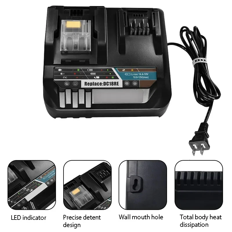 

Power Tools Parts Lithium Battery Double Slot 5A Fast Charger For Makita 18V 14.4V 10.8V 12V Li-ion Battery BL1830 DC18RE DC18RC