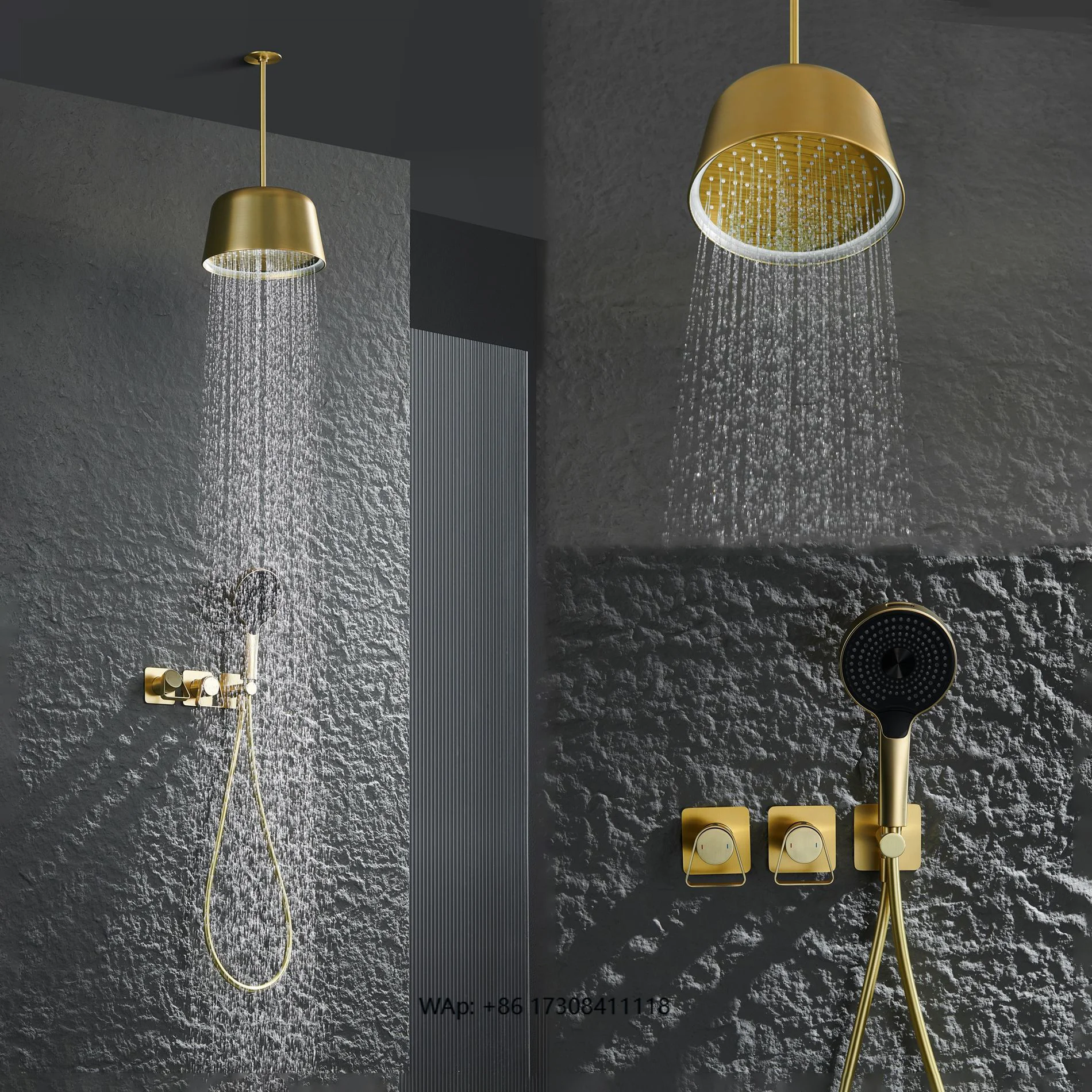 Deluxe Two-Way Dual Function Brass Shower System Rainwater Handheld Combination