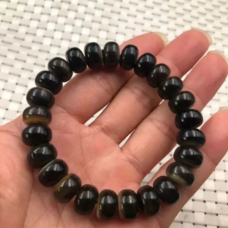 Authentic collectible black donkey hoof single-loop bracelet, Buddhist prayer beads, pendant, hand-held ornament, 