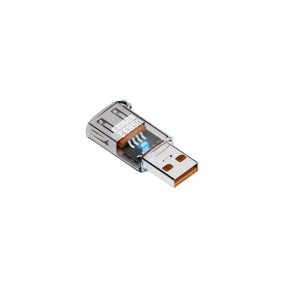 New Transparent USB Male To Female Adapter High Speed Plastic USB Extension Adapter 60W OTG Function USB Adapter Car Accessories