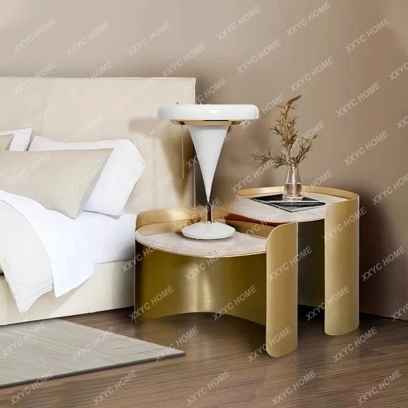 

LSimple stainless steel creative sofa edge removable living room art small tea table