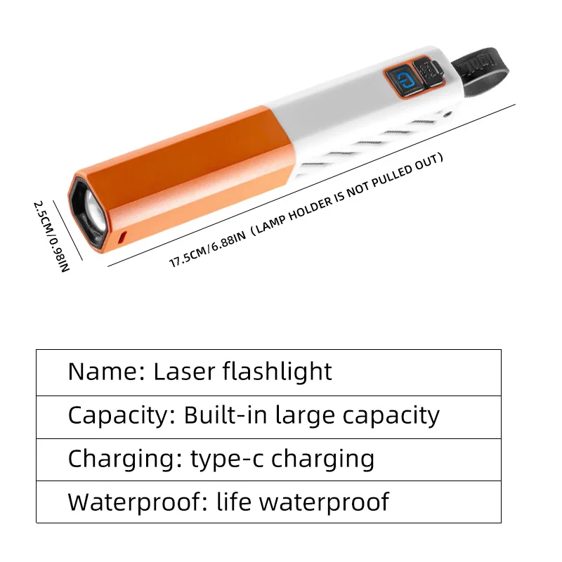 Punk wind D89 flashlight outdoor flashlight 5 colors portable support zoom highlight TYPE-C charging.