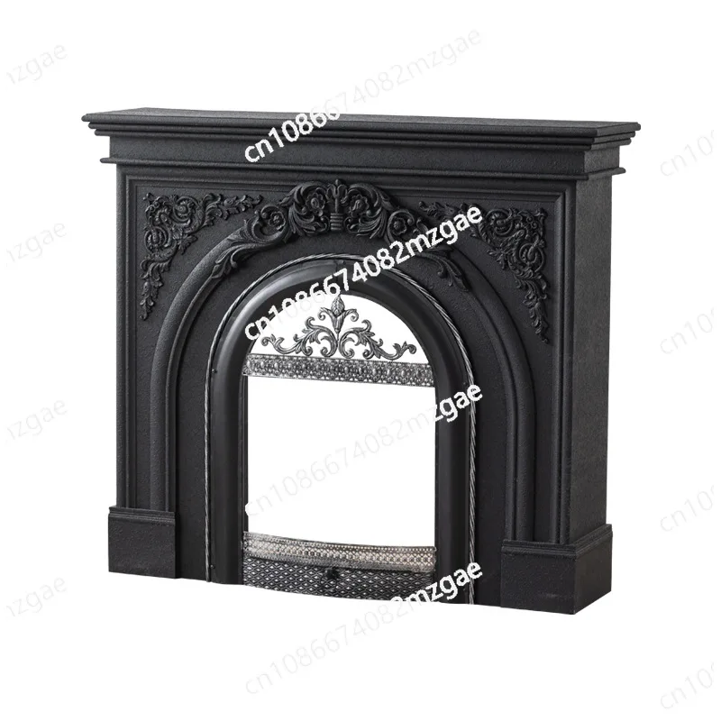 

European-style carved mantel, villa entry decoration cabinet, light luxury black and white fireplace
