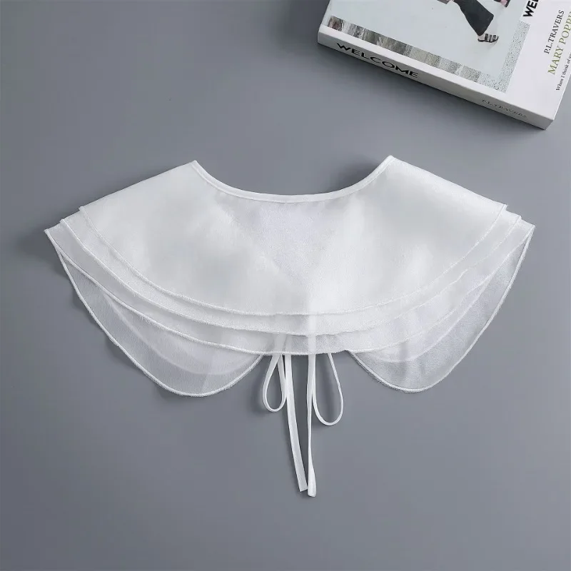 Soft Yarn Lace Small Shawl Fake Collar Women's Summer White Thin Shirt Detachable False Collars Girls Dress Neck Decorative