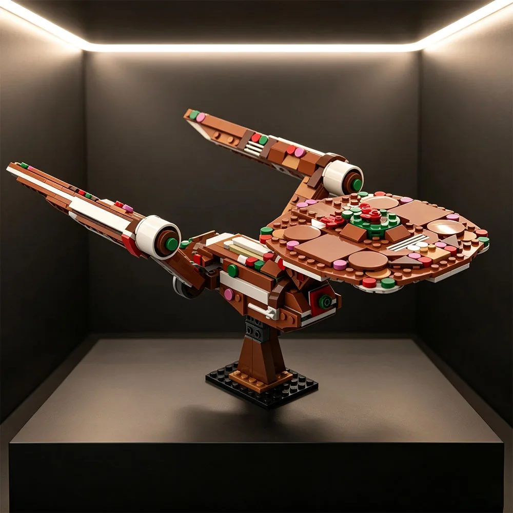 458-teiliges MOC Star Combat Series Bausteine-Set Gingerbread NCC 1701 Raumschiff-Modell DIY Montage-Spielzeug-Set Kindergeburtstags-Geschenk