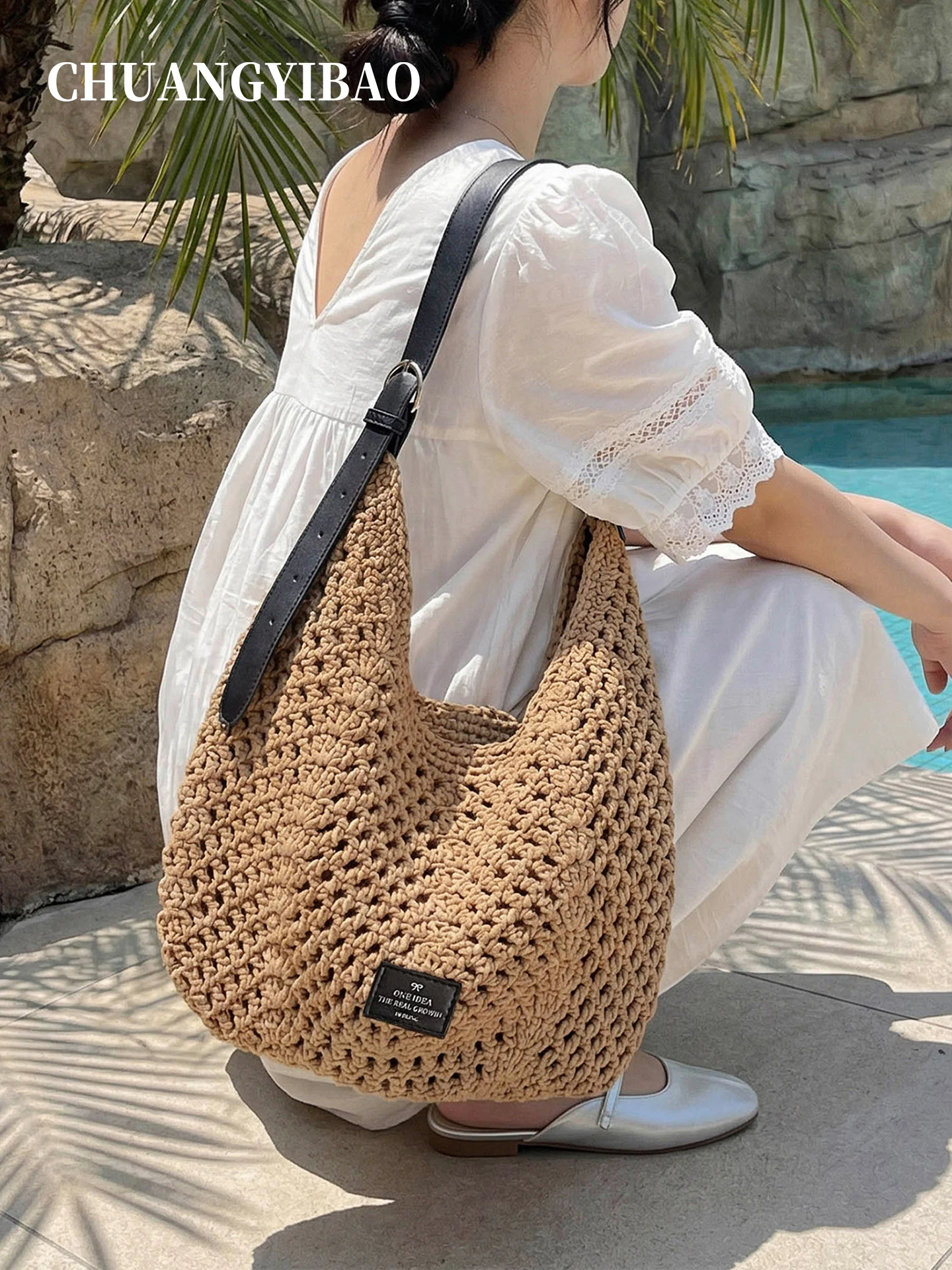 Beach Travel Popular Loose Woven Straw Bag Women Large Capacity 2026 New Summer Single Shoulder Tote Bag Casual Style Zipper ...