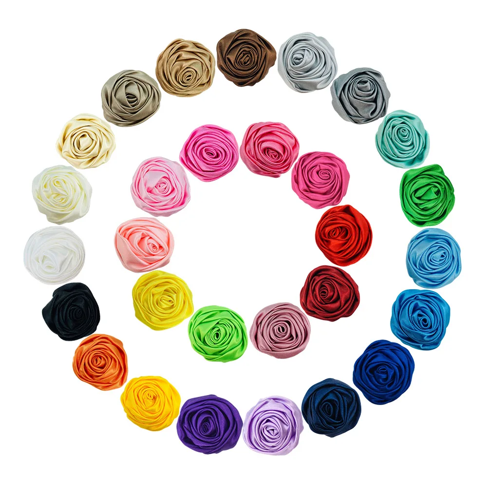 30pcs/lot 3.5CM Mini Satin Rose Headband Children's accessory Handmade  DIY Apparel Accessories New Headwear Hair Accessories