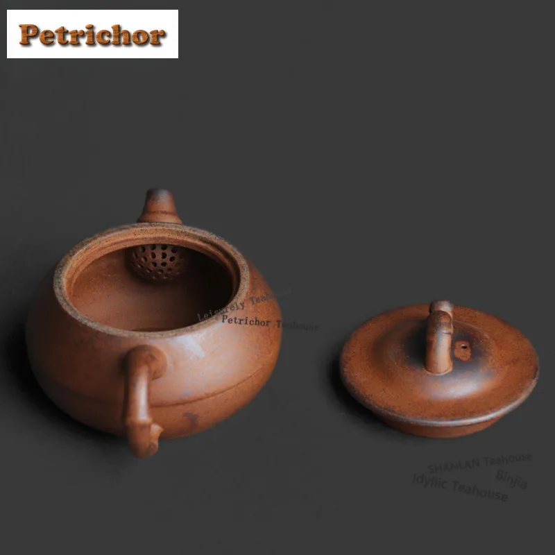 170ml Old Rock Clay Bamboo Rhythm Stone Scoop Teapot Creative Tea Infuser Pot Tea Soaking Kettle With Ball Hole Teaware Craft