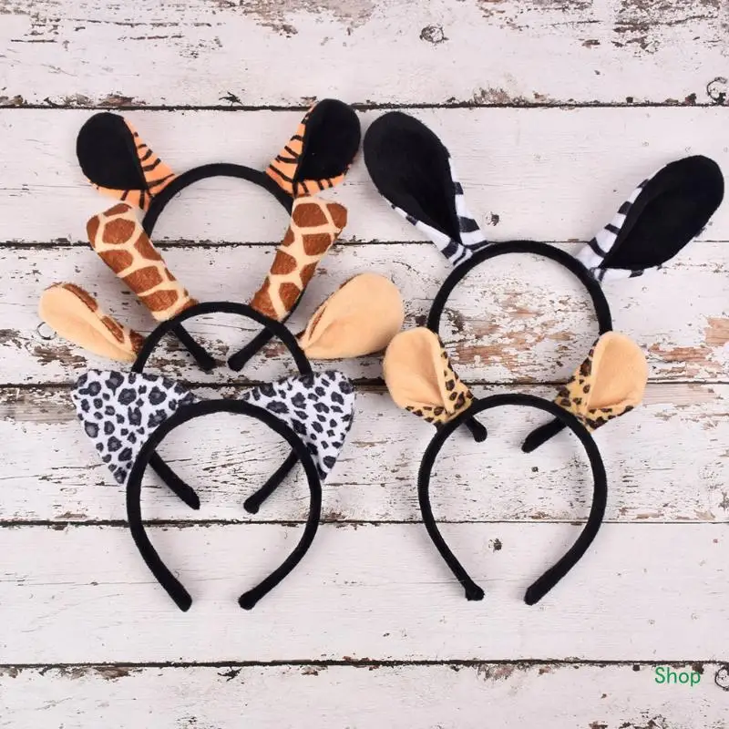 Dropship Animal Costume Set Leopard Giraffe Ear Headband Tail Halloween Cosplay Supplies