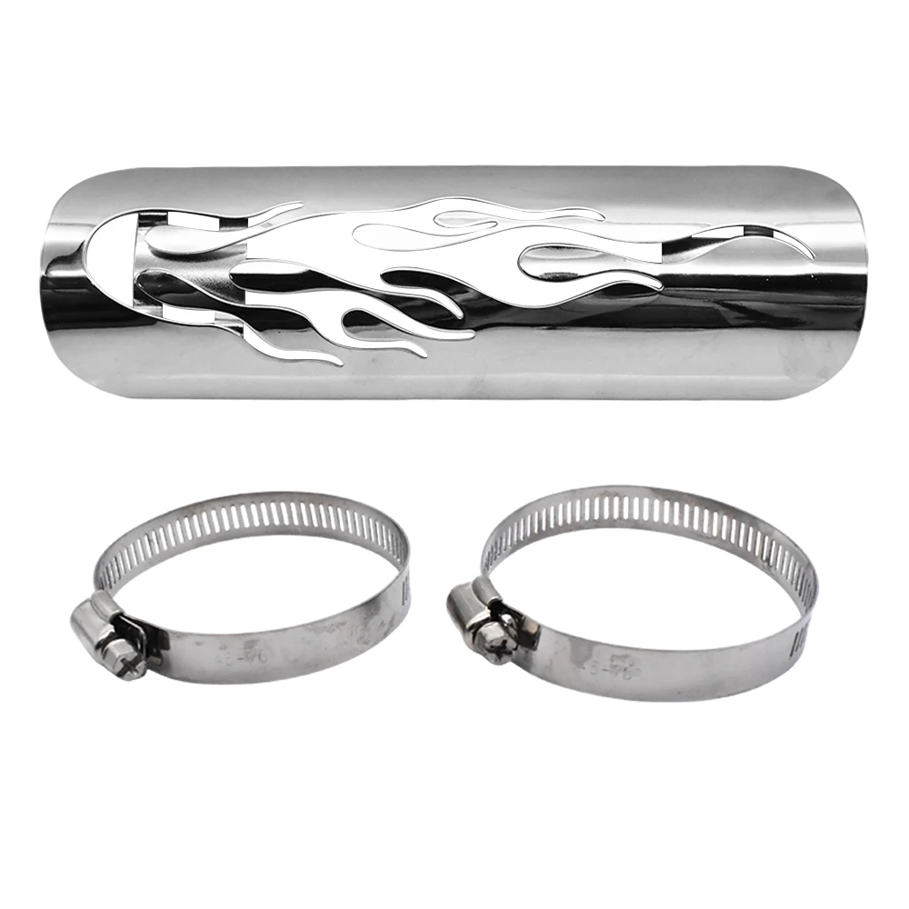 Universal Motorcycle Flame Exhaust Pipe Heat Shield Cover Heel Guard For Harley Honda Suzuki Yamaha Touring