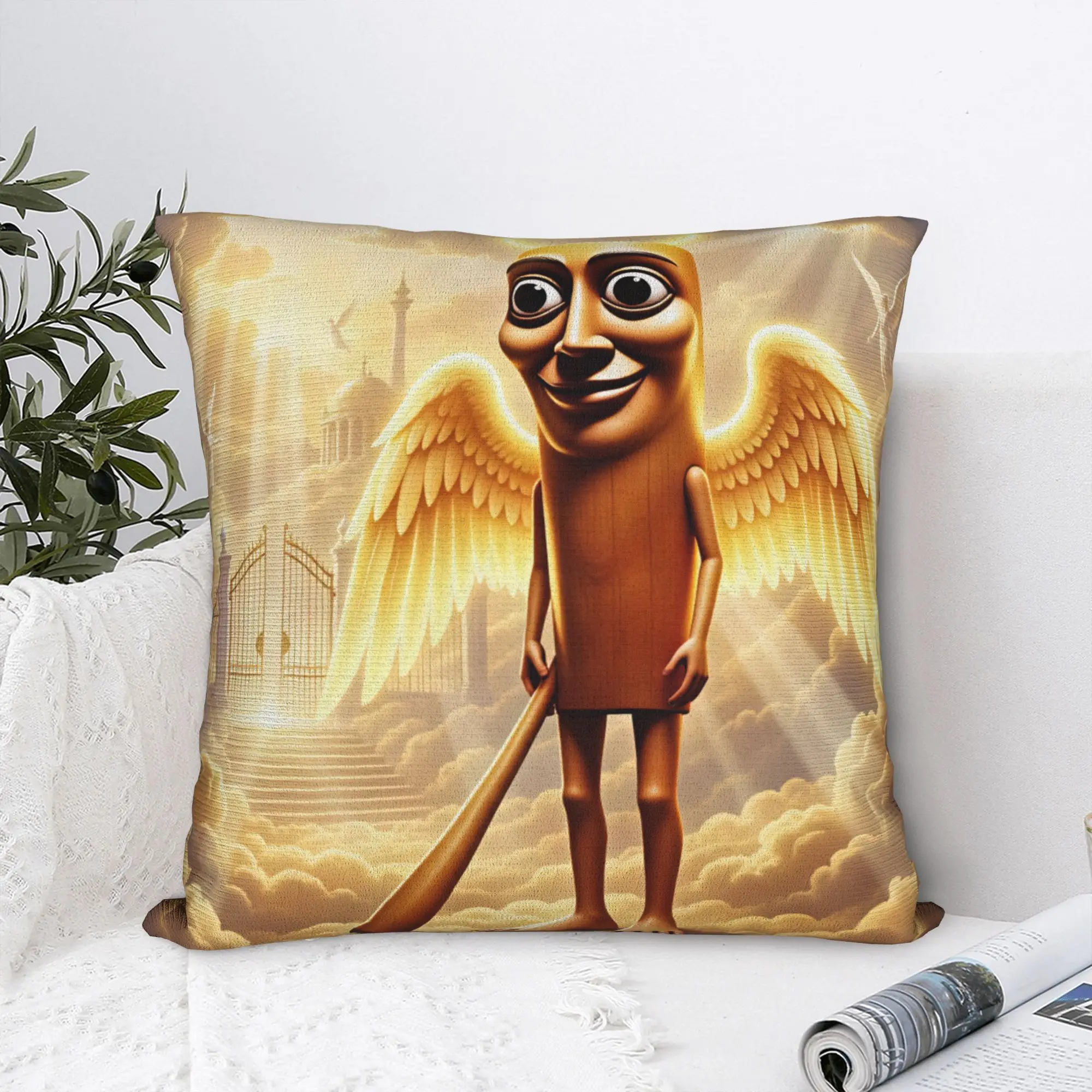 Tung Tung Sahur Angel Heaven Wings Meme Pillow Cover  Kawaii Pillow Case For Sofa Home Decor Comfy Pillowcases Gift