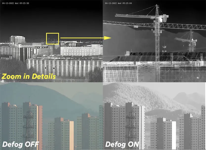 Multispectral Auto-focus 3km Drone Detection Uncooled High Resolution Thermal Camera with 4MP Visible PTZ AI Camera