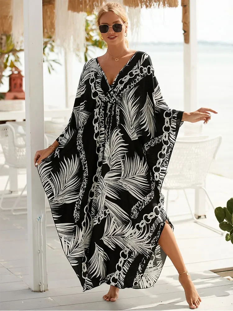 2024 sexy Zebra gestreiften Bikini Vertuschungen lässig Herbst Winter Seite Split Strand kleid Frauen Strand tragen Badeanzug vertuschen