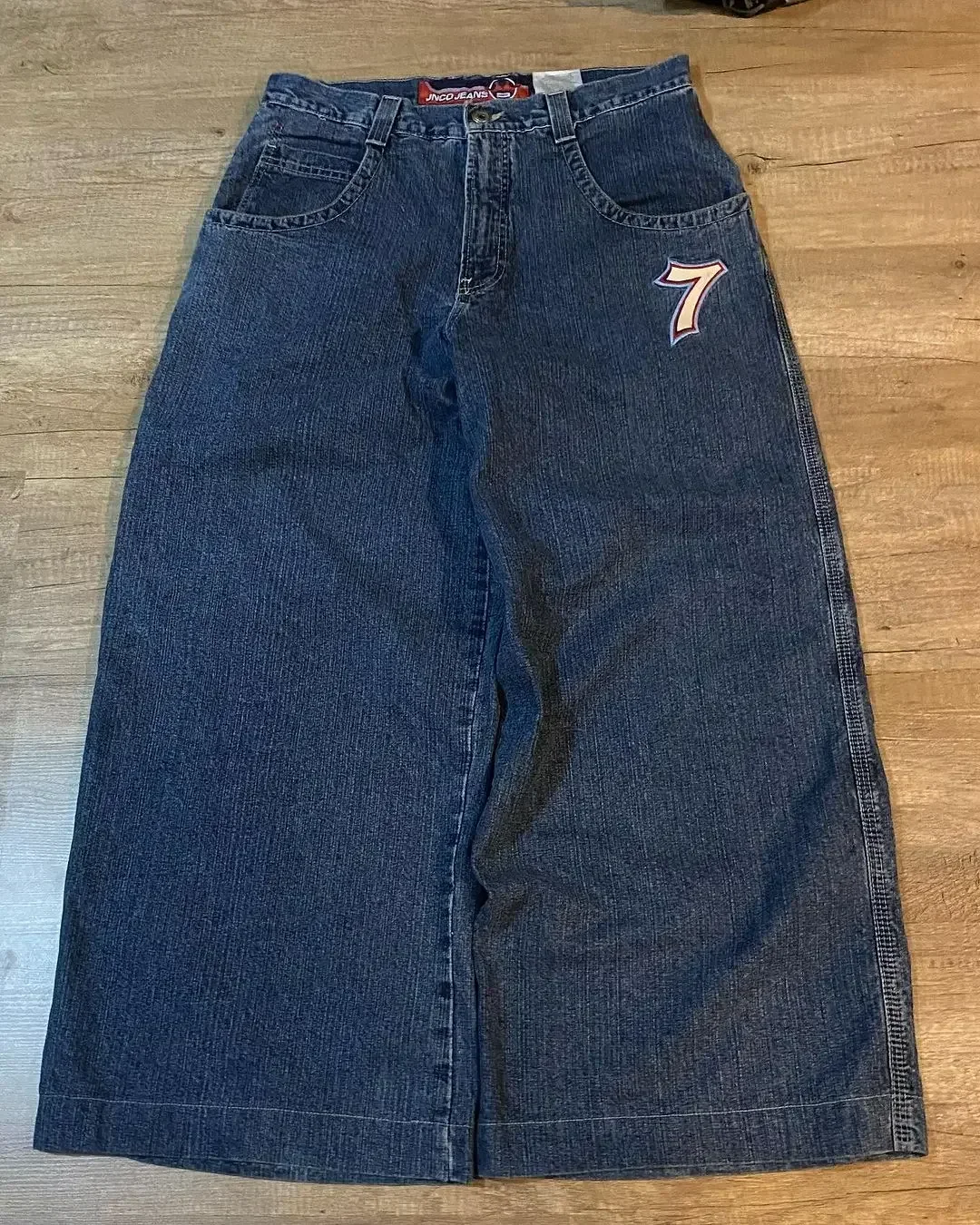 Jnco sieben Würfel Stick muster Herren und Damenmode Streetwear Retro neue Baggy Jeans Harajuku hoch taillierte Jeans mit weitem Bein