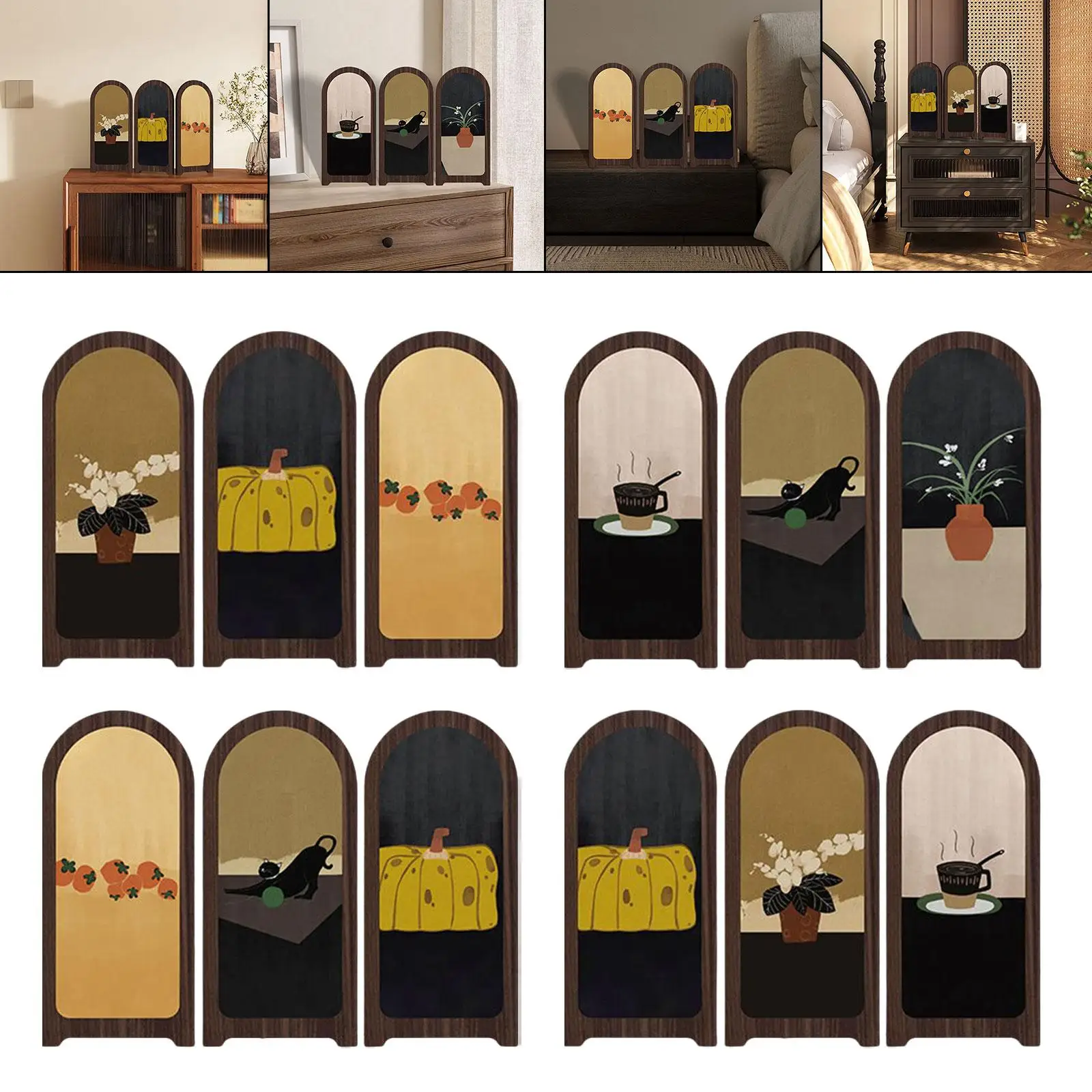 Desk Decorative Screen Partition Artistic Classic Ornament for Bedroom Fireplace