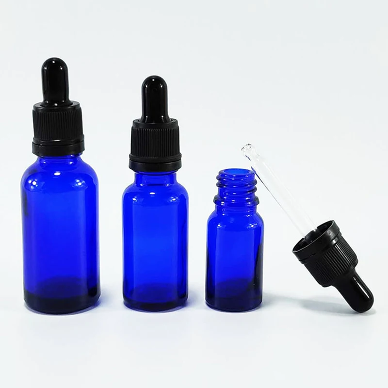 

Пустой голубой стеклянный флакон-капельница, 5-100 мл, эфирное масло, косметика, парфюм, Пипетка для жидкости, многоразовые флаконы для путеше...