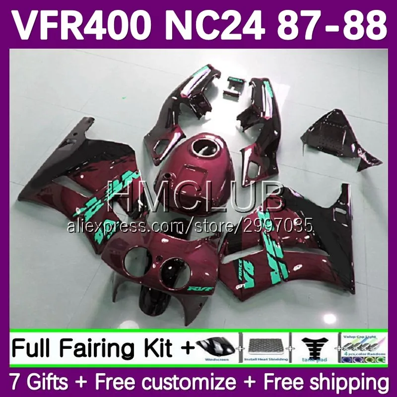 Fairings For HONDA VFR400 R V4 NC24 VFR400RR VFR400R 1987 1988 41No.86 red wine RVF400R RVF VFR 400 R RR 400R CC 87 88 Body