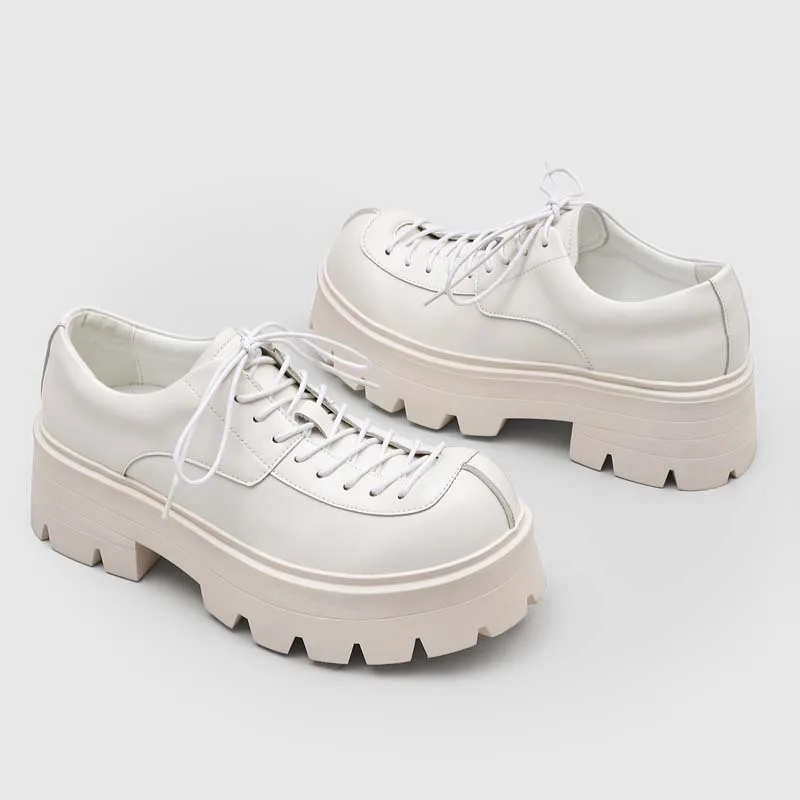 men's fashion hip hop rock original leather shoes lace-up derby oxfords shoe black white platform sneakers designer footwear man