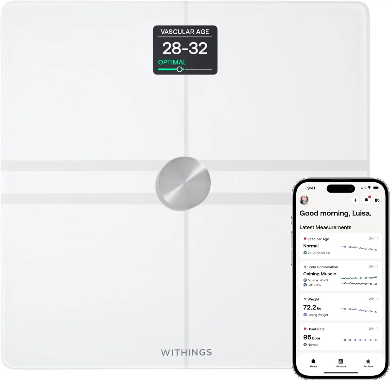 

Smart Body Scale with Full Analysis: Fat, Muscle, Bone Density, Visceral Fat & Bluetooth