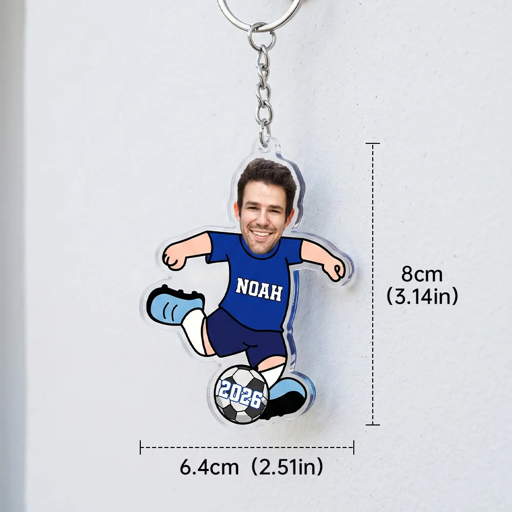 Personalized Custom Soccer Player Photo Keychain
