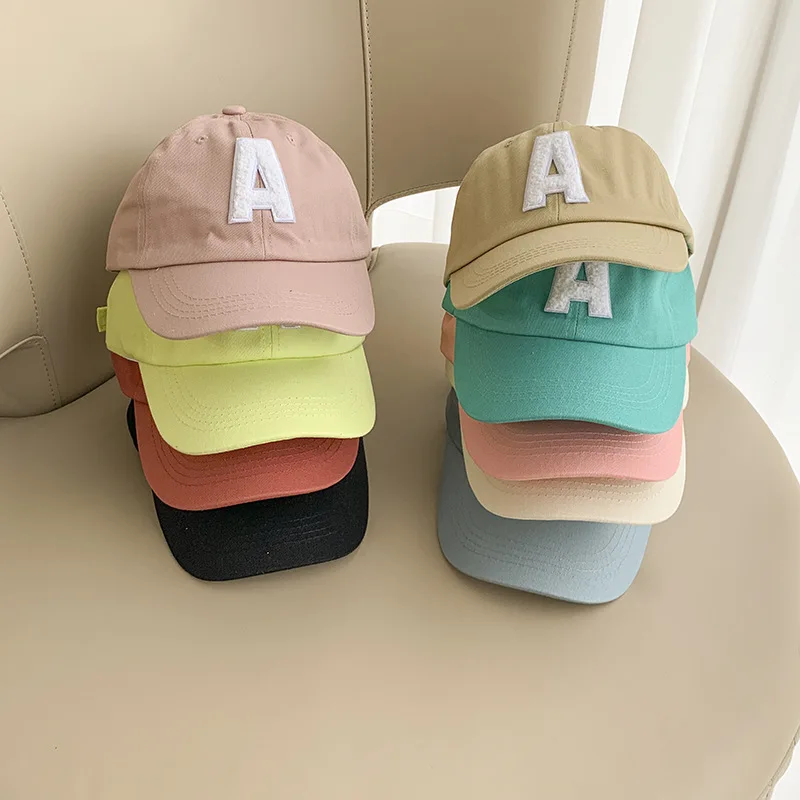 Fashion Letter Kids Baseball Hat Solid Children Duck Tongue Caps Cotton Boys Girls Sun Visors Baby Bonnet Kid Hip Hop Caps