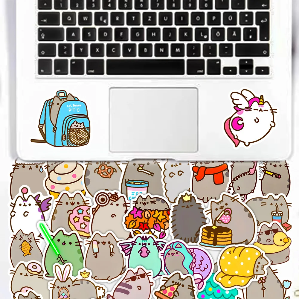 50 Stück Pusheen Anime-Aufkleber, wasserdicht, für Graffiti, Skateboard, Notizbuch, Handy, niedliche Dekorationsaufkleber, Spielzeug – Detail 7