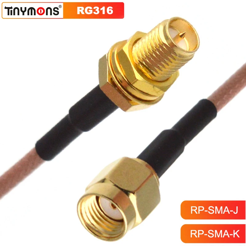 1PC RP-SMA Male to RP SMA Female Bulkhead Adapter Coaxial RG316 RF Pigtail Coax Jumper Cable 15cm 6''