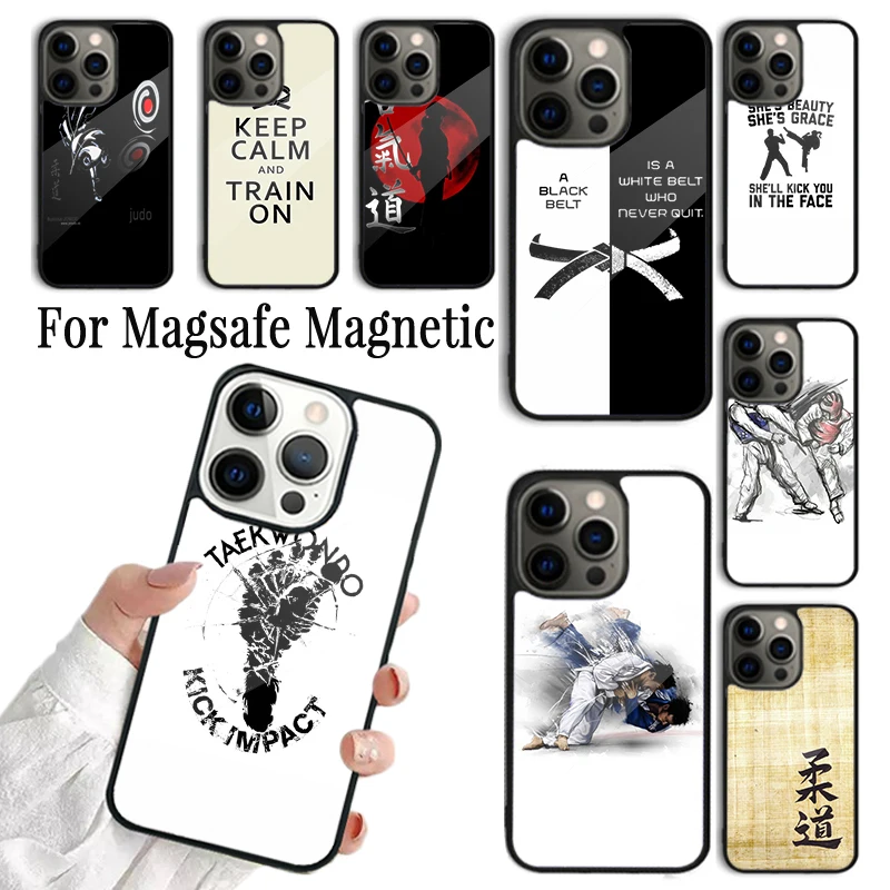 Funda para Teléfono con Diseño de Artes Marciales Kung Fu Taekwondo para iPhone 17 AIR 16 15 14 13 12 11 Pro Max Plus, Carcasa Magnética Inalámbrica Magsafe