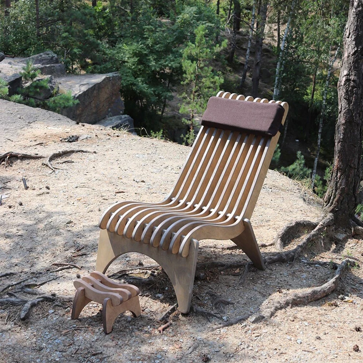 Plywood Garden Vintage Lounge Chair Wooden Beach Lounge Chair Modern Design Backrest Parametric Chair