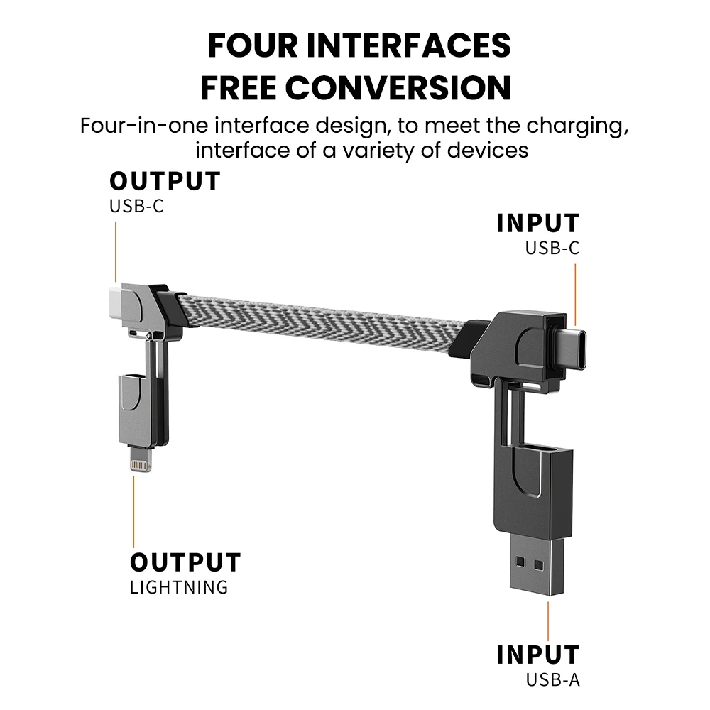 OLAF 4 In 1 PD Fast Charging Portable Application TYPE-C 60W For Iphone 27W Fast Charging Data Cable Keychain Data Cable