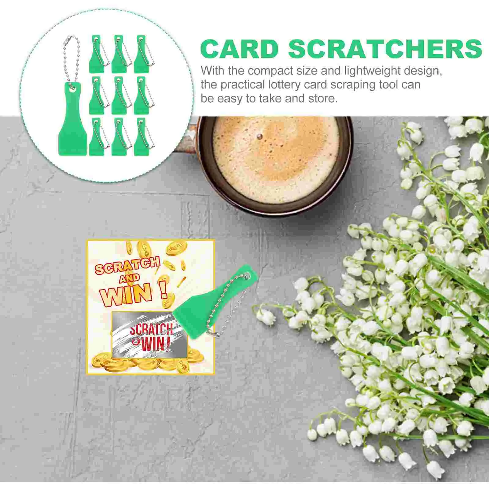 Plastic Card Scraper Ticket Tools, Lottery Scratcher Labels, Chain Tool, Gratteux, 10 Pcs