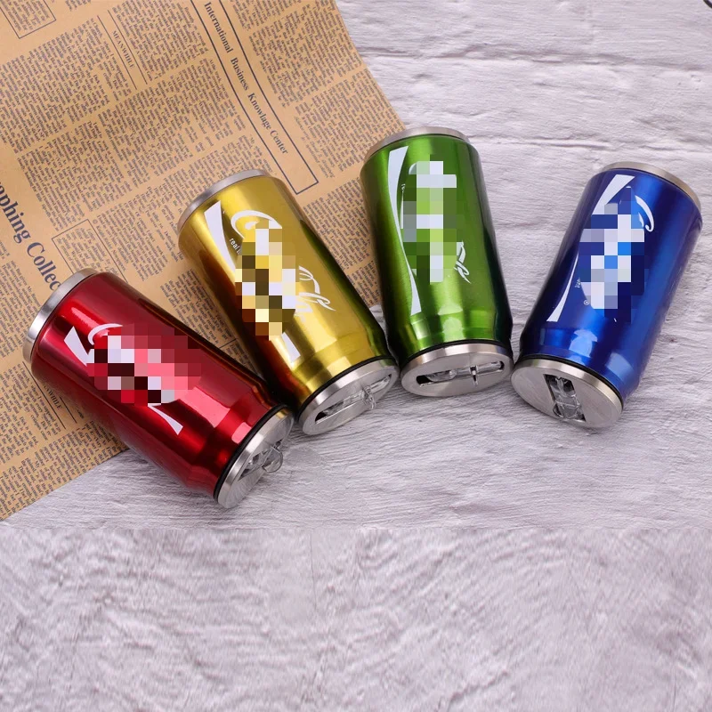 Stainless Stee Thermos Cup Car Vacuum Flasks Portable Soda Can Insulated Water Bottle Travel Drink Cup Mug with Straw