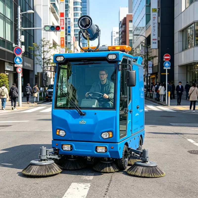 Ride on Battery Operated Street Sweeper Customized Fully Enclosed Cabin Industrial Cleaning Machine for Parking Lot