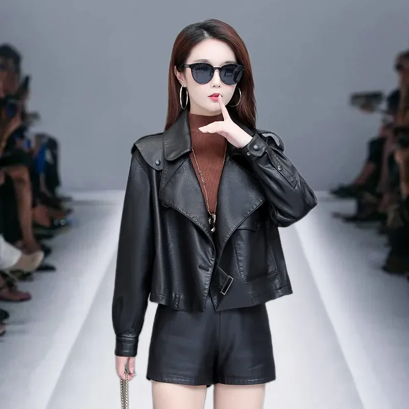 2025 New Styles Women Fashion Genuine Sheepskin Leather Jacket Fashion Casual Spring Leather Coat Womens