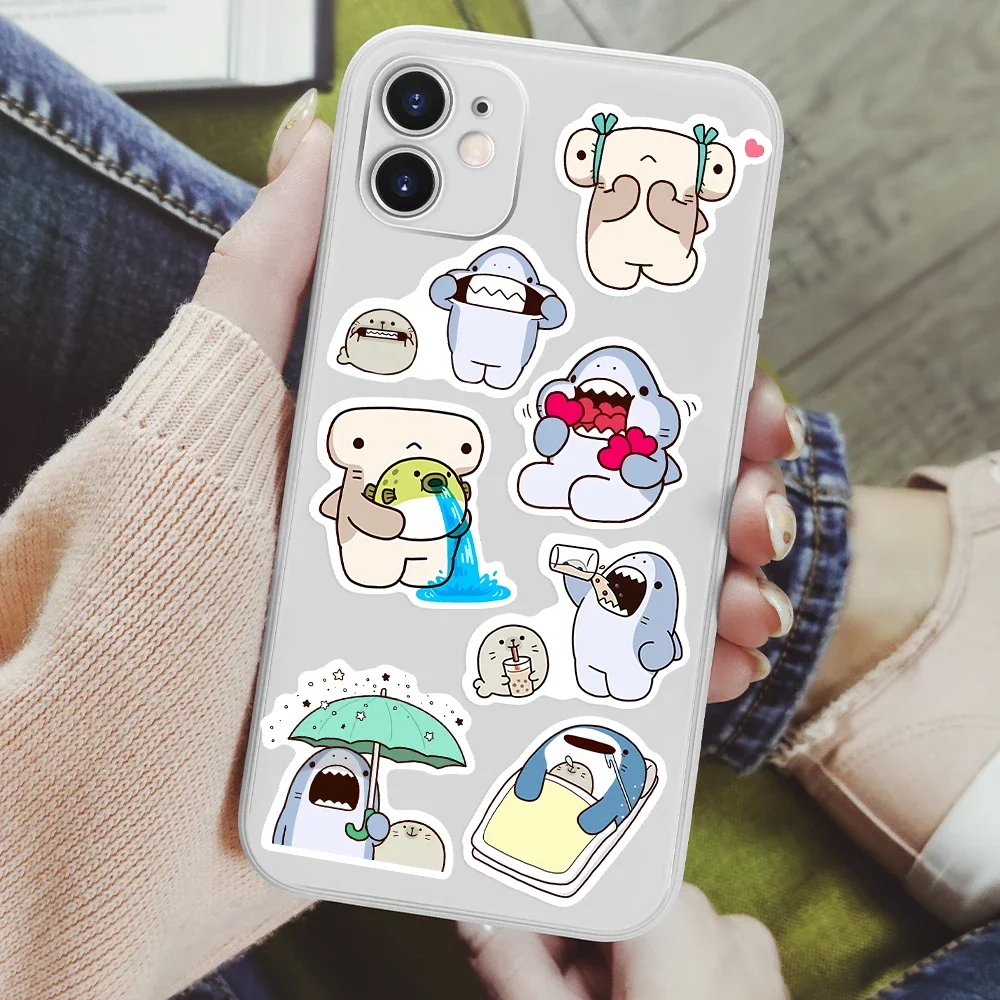 Cute Funny Cartoon Sharks Friends Stickers DIY Toy Gift Decorative Decal for Phone Luggage Laptop Bottles Scrapbook Waterproof