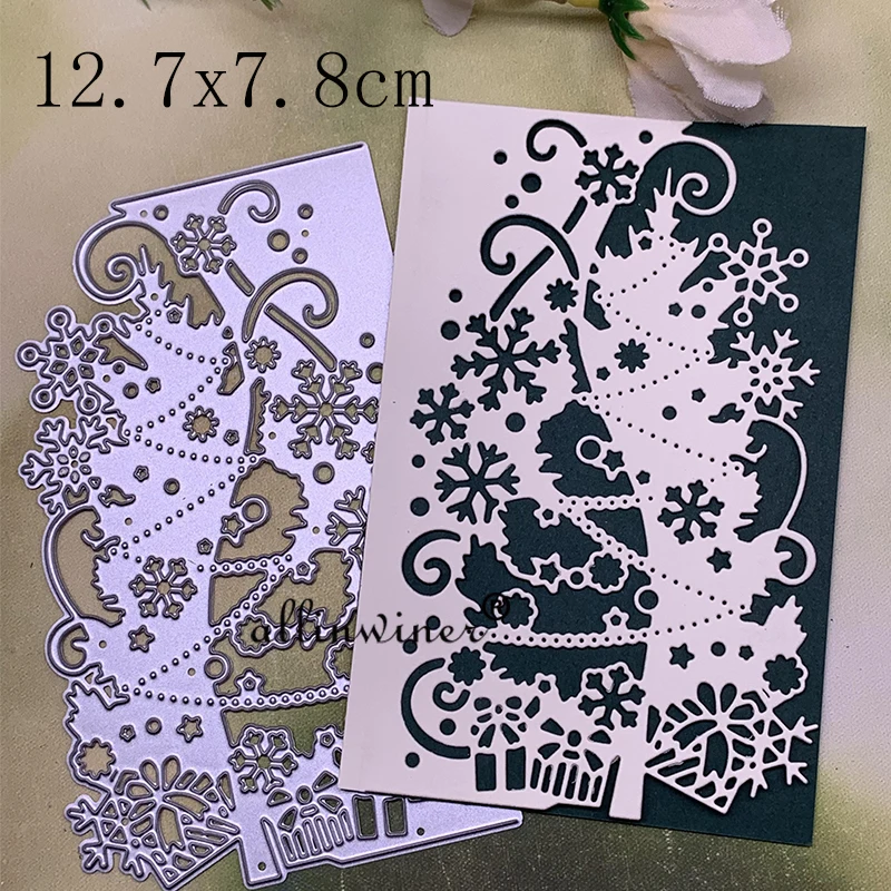 New Christmas tree edge frame tag Metal Cutting Dies for DIY Scrapbooking Album Paper Cards Decorative Crafts Embossing Die Cuts