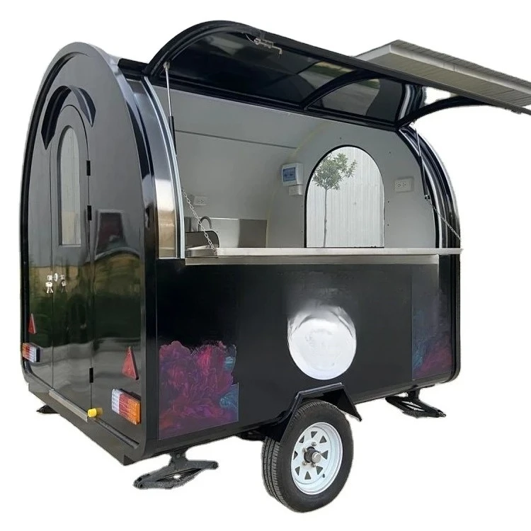 Mobile Towing Trailer 3 Compartment Water Sinks Set 7.2 ft Free Color Painting Fashion Trailer Truck for Sale