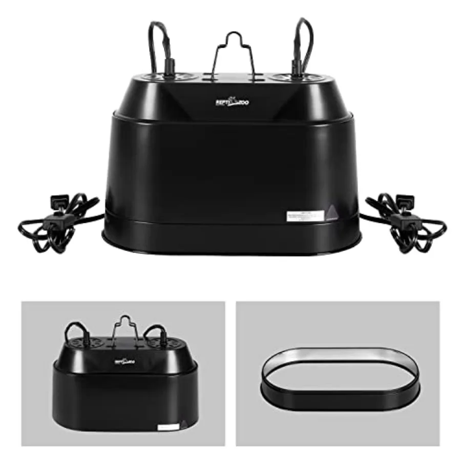 REPTI ZOO Dual Reptile Light Fixture 2 in 1 Deep Dome Lamp Fixture, Double-Layer Connectable Design Reptile Heat Lighting Lamp