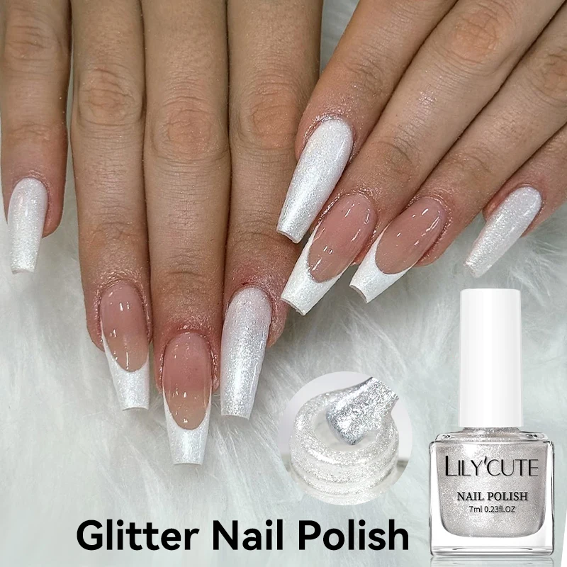 Lilycute 7ml glitter unha polonês colorido brilhante pérola auroras efeito concha manicure unha arte verniz sem necessidade de lâmpada curada