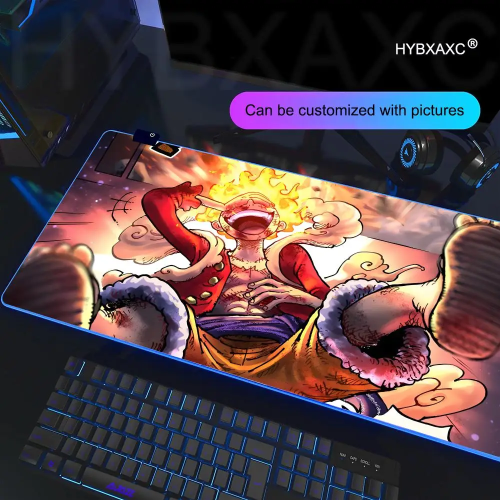 Anime-Mauspad, Ruffy Gear5, lebendig, bunt, einteilig, Gaming-RGB-Mauspad, XXL, Computerzubehör, LED-Licht, weich, große Schreibtischunterlage