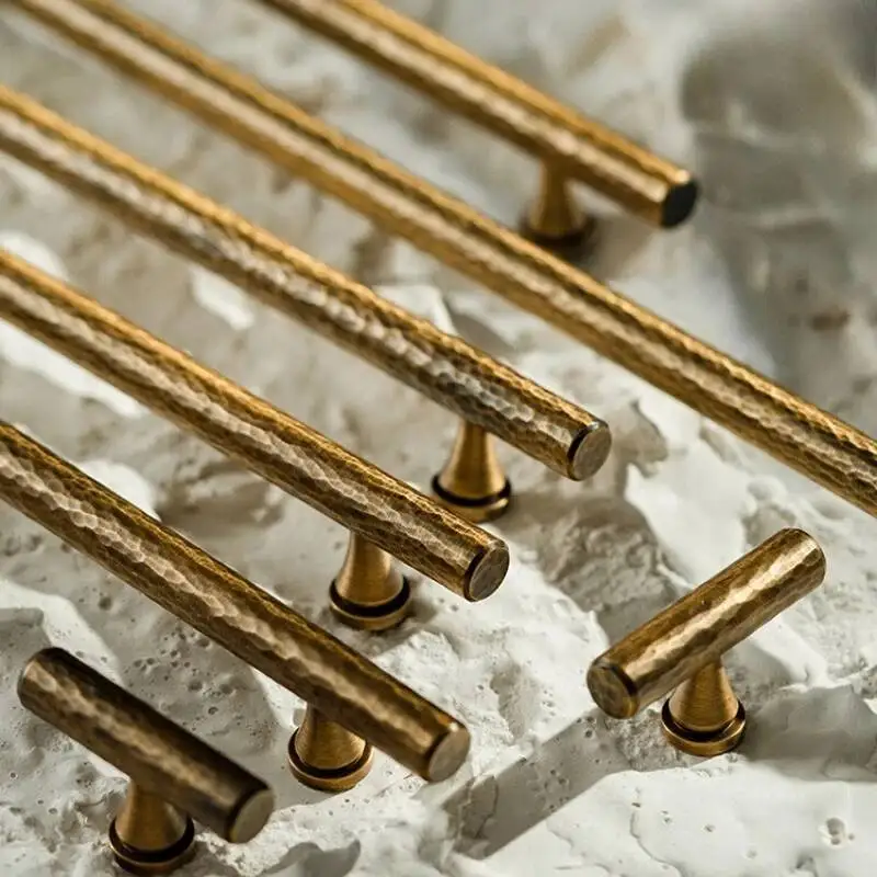 

French Hammered Brass Luxurious High-End TV Cabinet Antique Bronze Wardrobe Drawer Handles