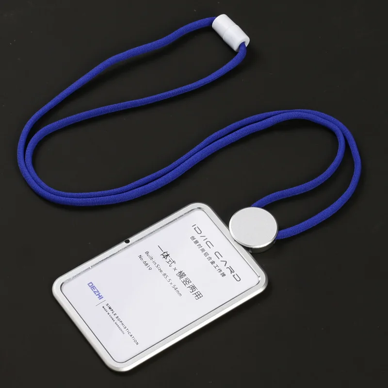 1pc Aluminum Alloy Material ID Card Badge Holders With Safety Lanyard Vertical And Horizontal Name ID Card Cover Office Supplies