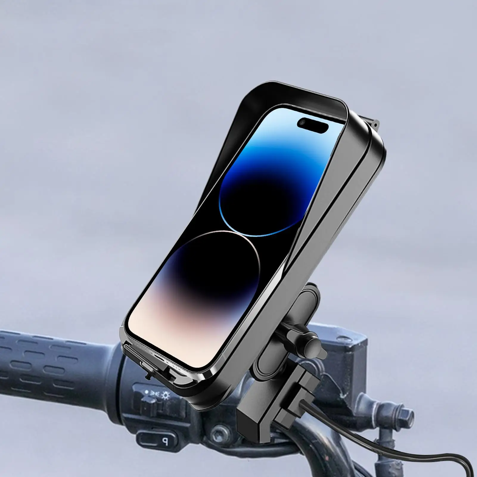 Motorcycle Cell Phone Mount Waterproof Bike Phone Mount with Rain Cover Motorcycle Accessories for GPS Viewing Calling Video