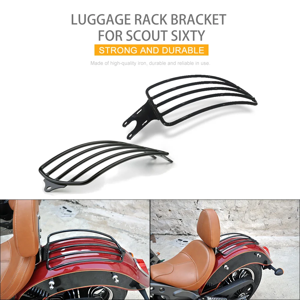 

Black Seat Luggage Rack Bracket fit For Scout Sixty 2015-2023 Bright Black Matte Black