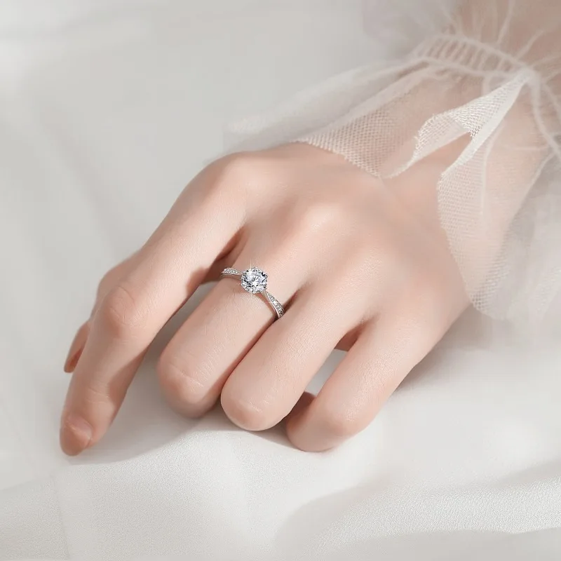 2CT Moissanite 925 Sterling Silver Ring Luxury for Women Engagement Wedding Simple Jewelry Birthday Gifts Fashion High Quality