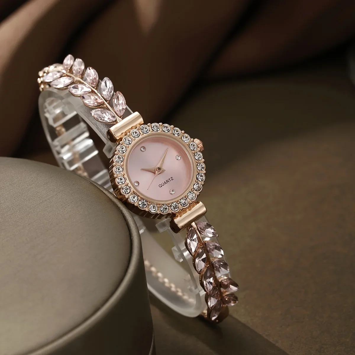 20261/4PCS Elegant Women's Wristwatch Set Fashion Rhinestone Bracelet Band Ladies Quartz Watches Reloj Mujer（Without Box）