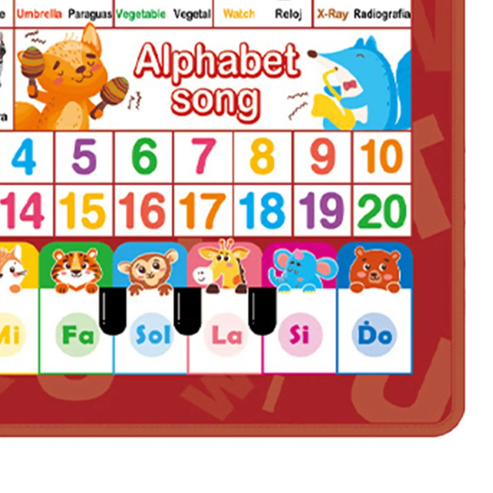 Tableau mural de l'alphabet, jouet espagnol-anglais, affiche de musique de Piano parlant pour enfants garçons filles de 1 à 6 ans, fêtes d'anniversaire et de vacances