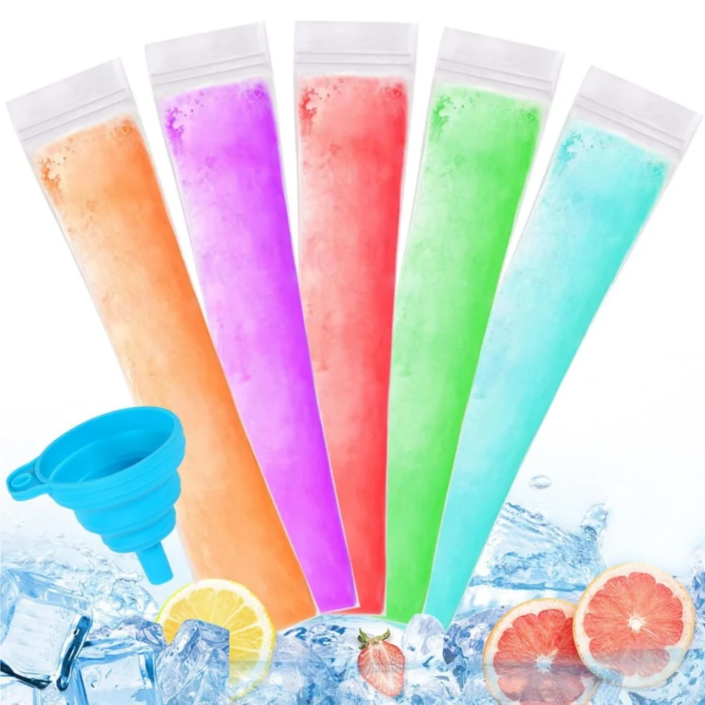 Bolsas desechables para moldear helados con embudo, tubos para congelar sin BPA, para congelar helados, yogur, batidos y snacks saludables.