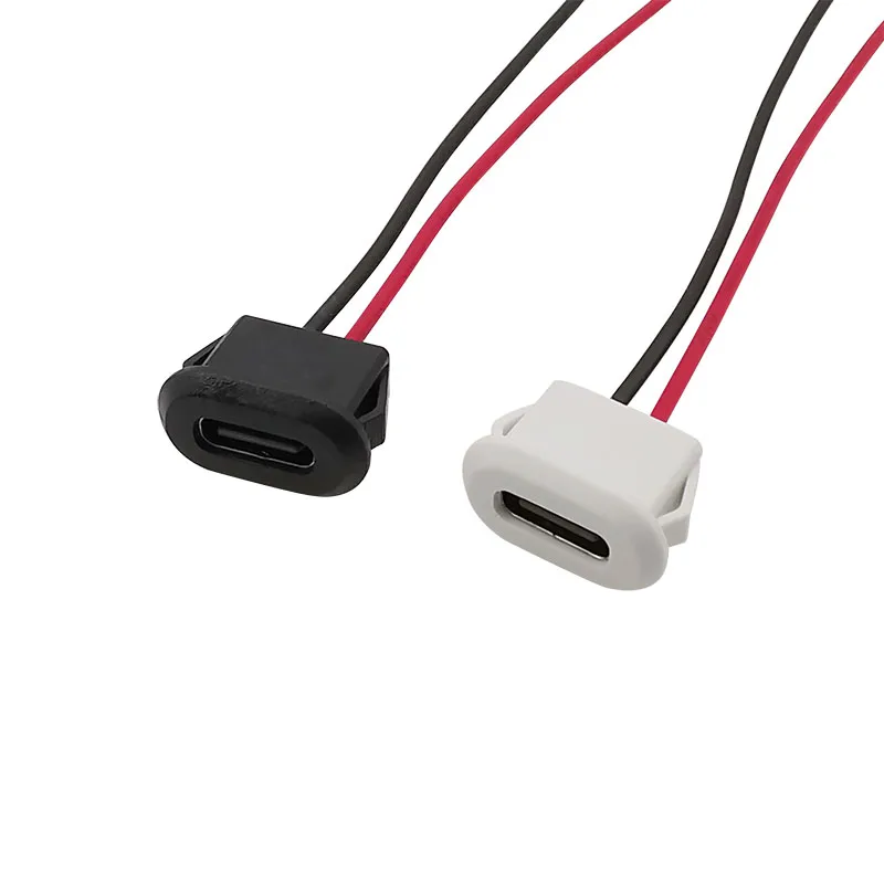 5 Stuks USB Type C Vrouwelijke Socket Oplaadpoort Snap-In Mount naar JST PH 2.0mm Pitch 2 Pin Plug Draad Kabel Connectors