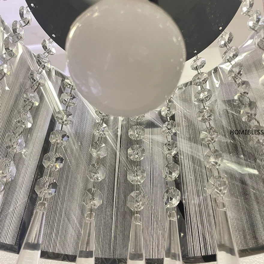 

Wire Pendant Light with Crystal Elegant Black/Silver Body for Restaurant Kitchen Home Decor AC110-240V D25cm Luminarias Fixture